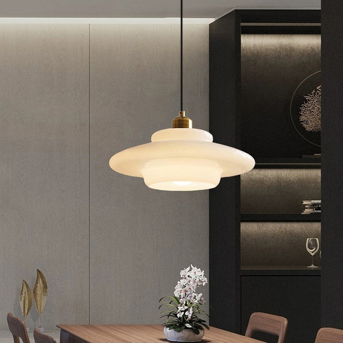 CrystalHaven - Refined Ivory Glass Pendant