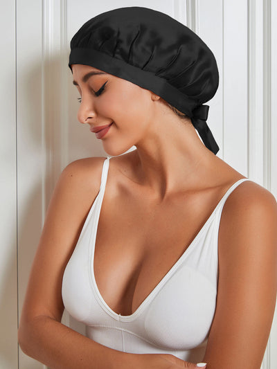 DreamWrap - Classic Silk Sleep Bonnet with Decorative Ribbons