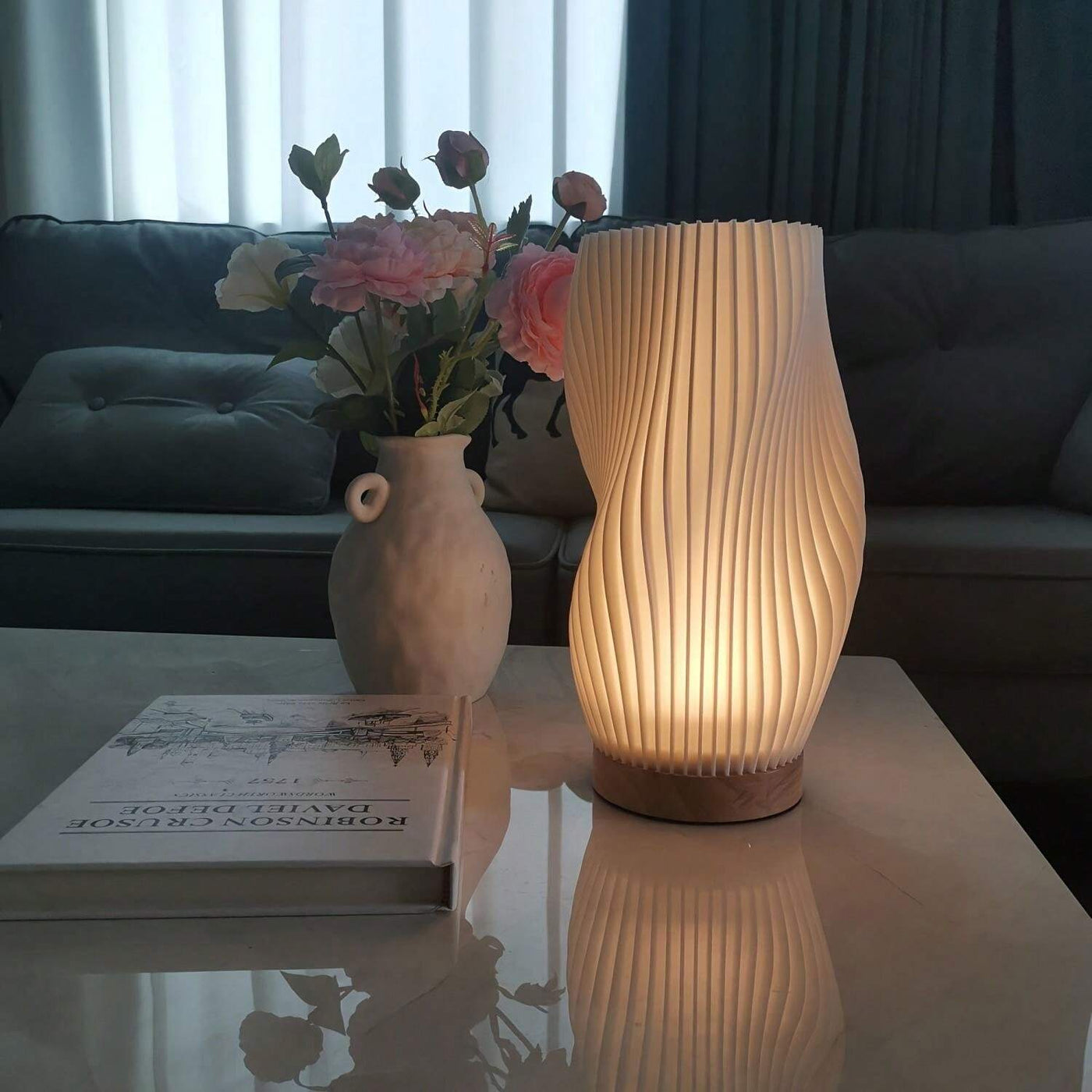 CalmGlow – Elegant Wave Table Lamp