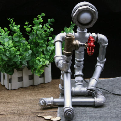 RusticCharm – Industrial Iron Pipe Nightstand Light