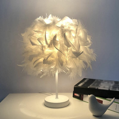 PlumeGlow – Elegant Feathered Globe Lamp