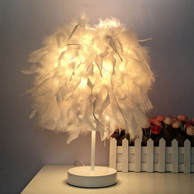 PlumeGlow – Elegant Feathered Globe Lamp