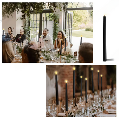 GloomLight - LED Black Taper Candles for Halloween and Weddings