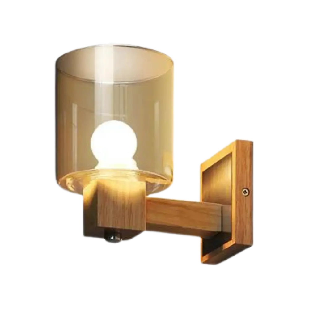 EclipseShine – Classic Glass and Wood Wall Light with Warm Glow