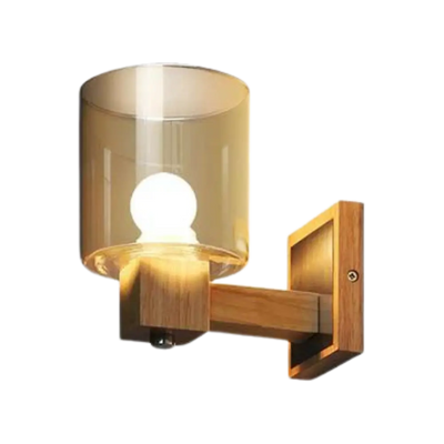EclipseShine – Classic Glass and Wood Wall Light with Warm Glow