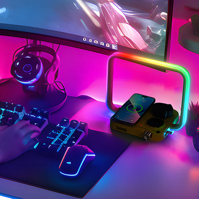 GlowSync - Multifunctional RGB Wireless Charging Desk Lamp