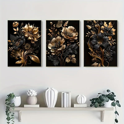 LuxeBloom - Golden Flower Wall Decor