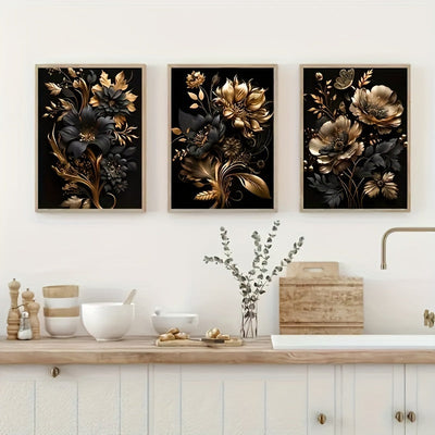 LuxeBloom - Golden Flower Wall Decor