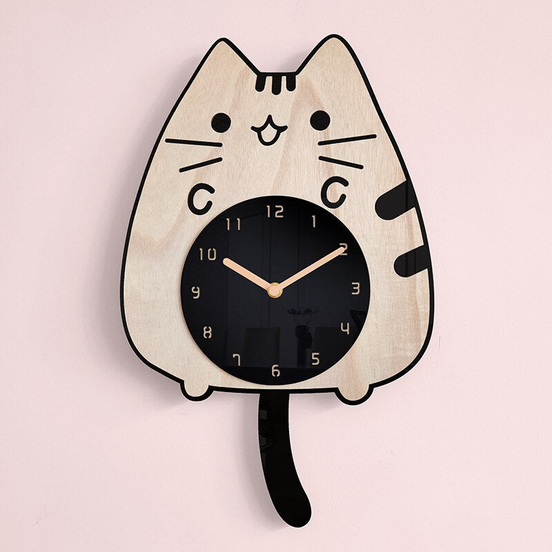 PurrTime - Swinging Cat Wall Clock