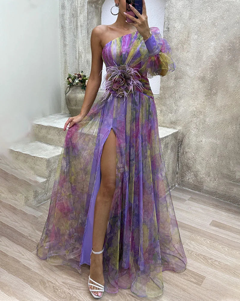 ElysianCharm - Elegant Off-Shoulder Gown for a Captivating Look