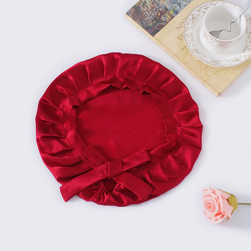 DreamWrap - Classic Silk Sleep Bonnet with Decorative Ribbons