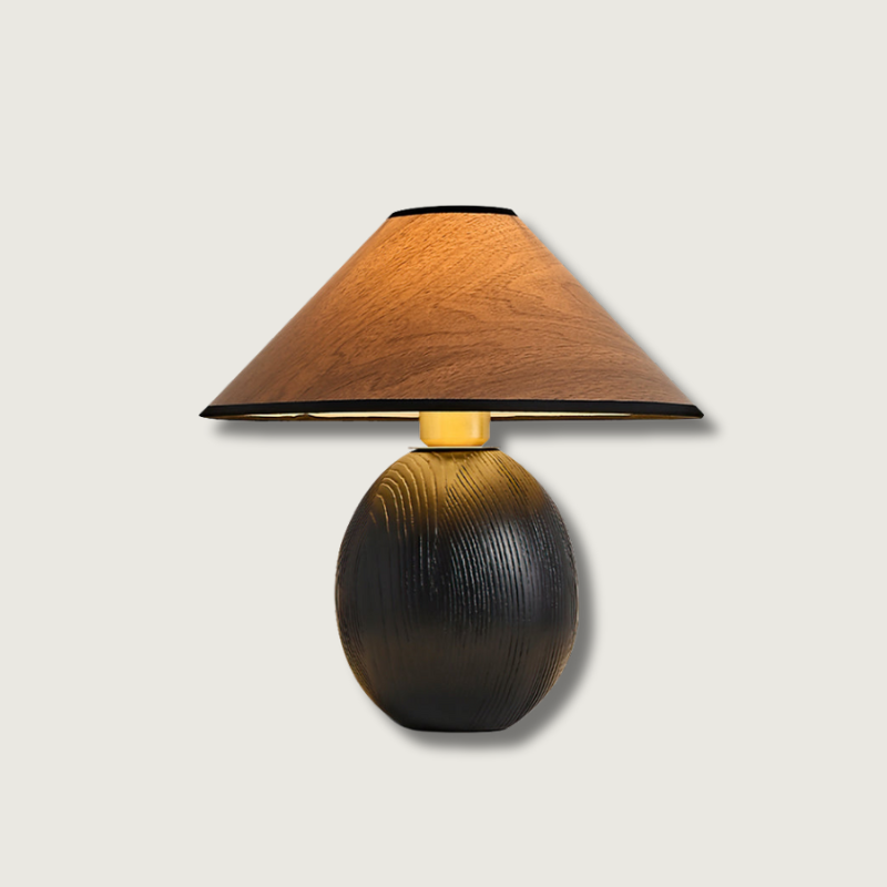 RusticShine - Stijlvolle Tafel Lamp in Walnoot en Zwart Hout