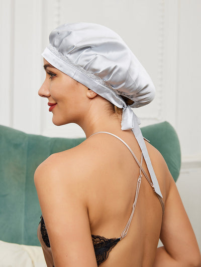 OpalSilk - Silk Lace Sleep Cap with Ribbons