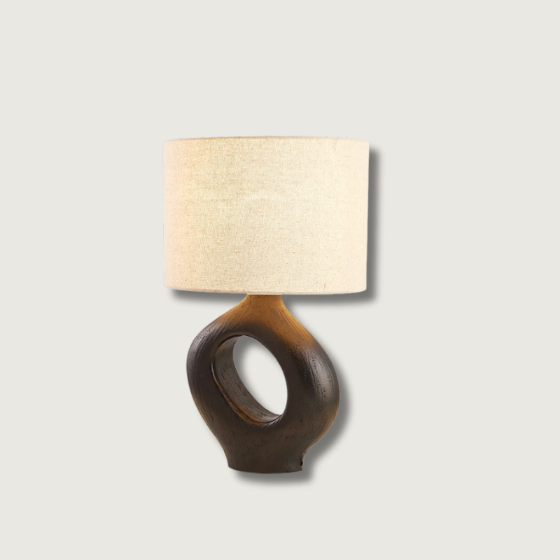 SculptGlow – Resin Table Lamp with Soft Linen Shade
