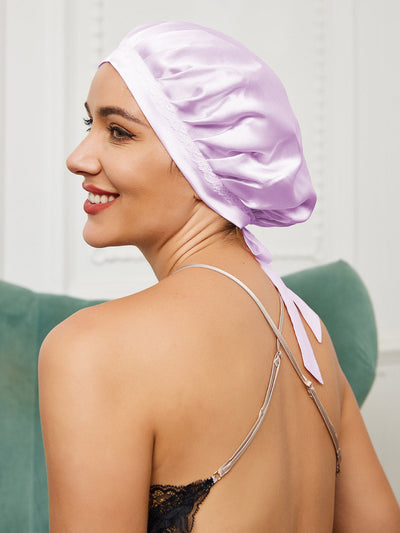 OpalSilk - Silk Lace Sleep Cap with Ribbons