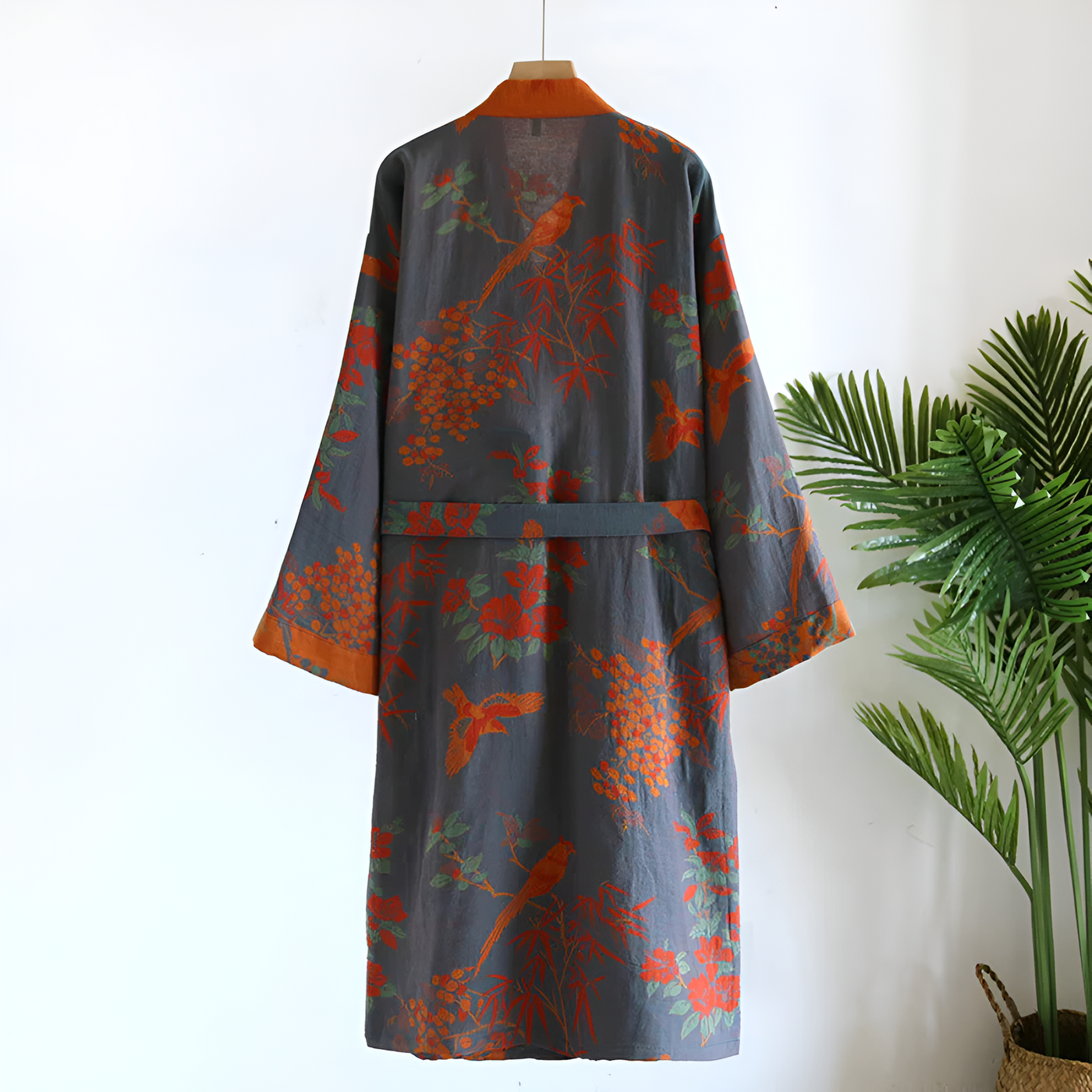 VintageLoom – Breathable Cotton Waffle Bathrobe with Timeless Retro Charm