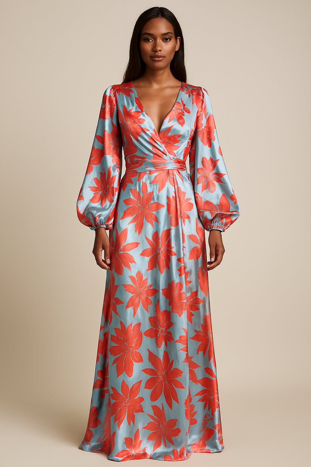 Elegant V-Neck Loose-Fitting Maxi Dress for Women - Summer Party Wear