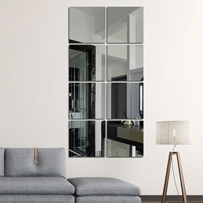 EleganceTiles - 8 Stylish Self-Adhesive Mirror Tiles for Home Decoration