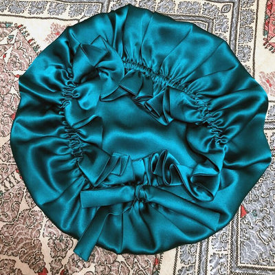 LuxeSilk - Double-Layer Silk Sleep Hat with Ribbon