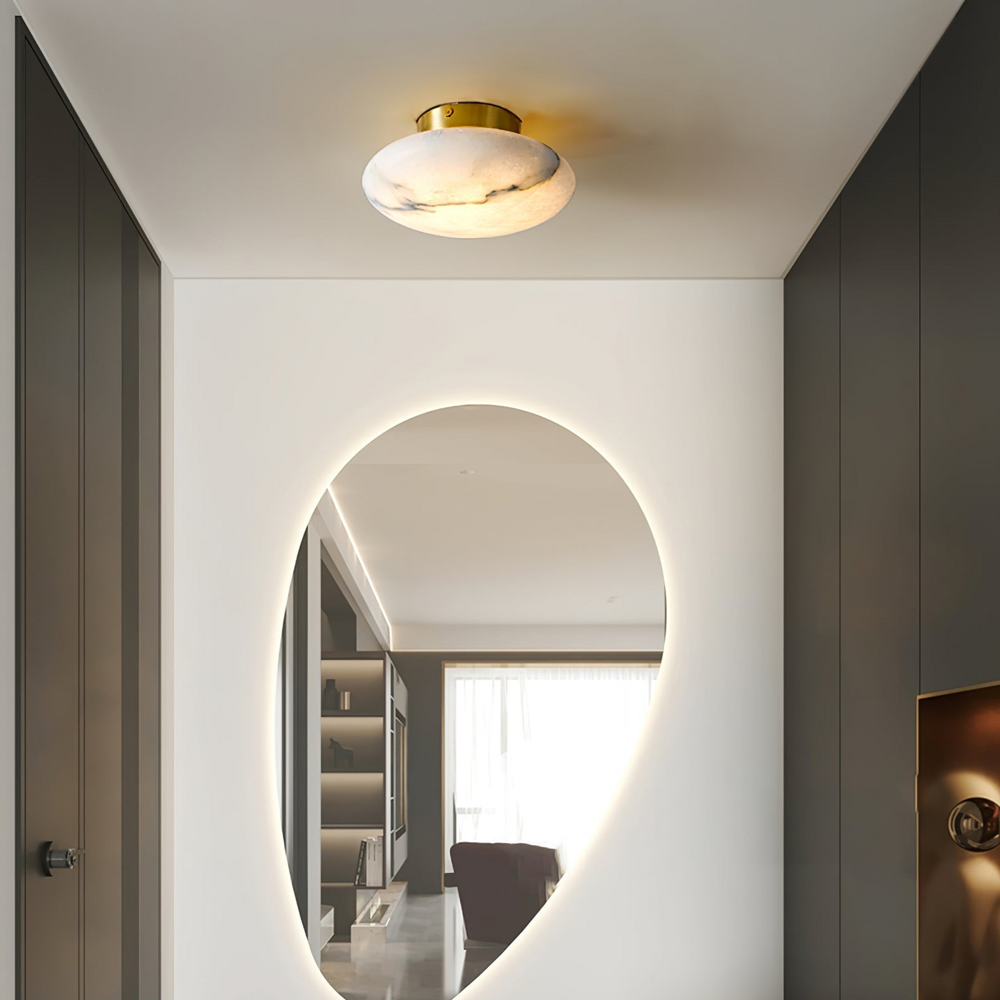 AlbaElegance – Ovale Wandlamp in Alabaster