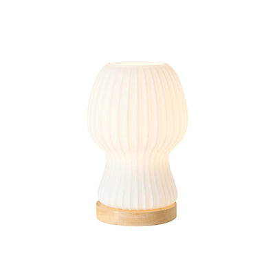 GlowBeam – Folded Glass Table Lamp with Wooden Accent