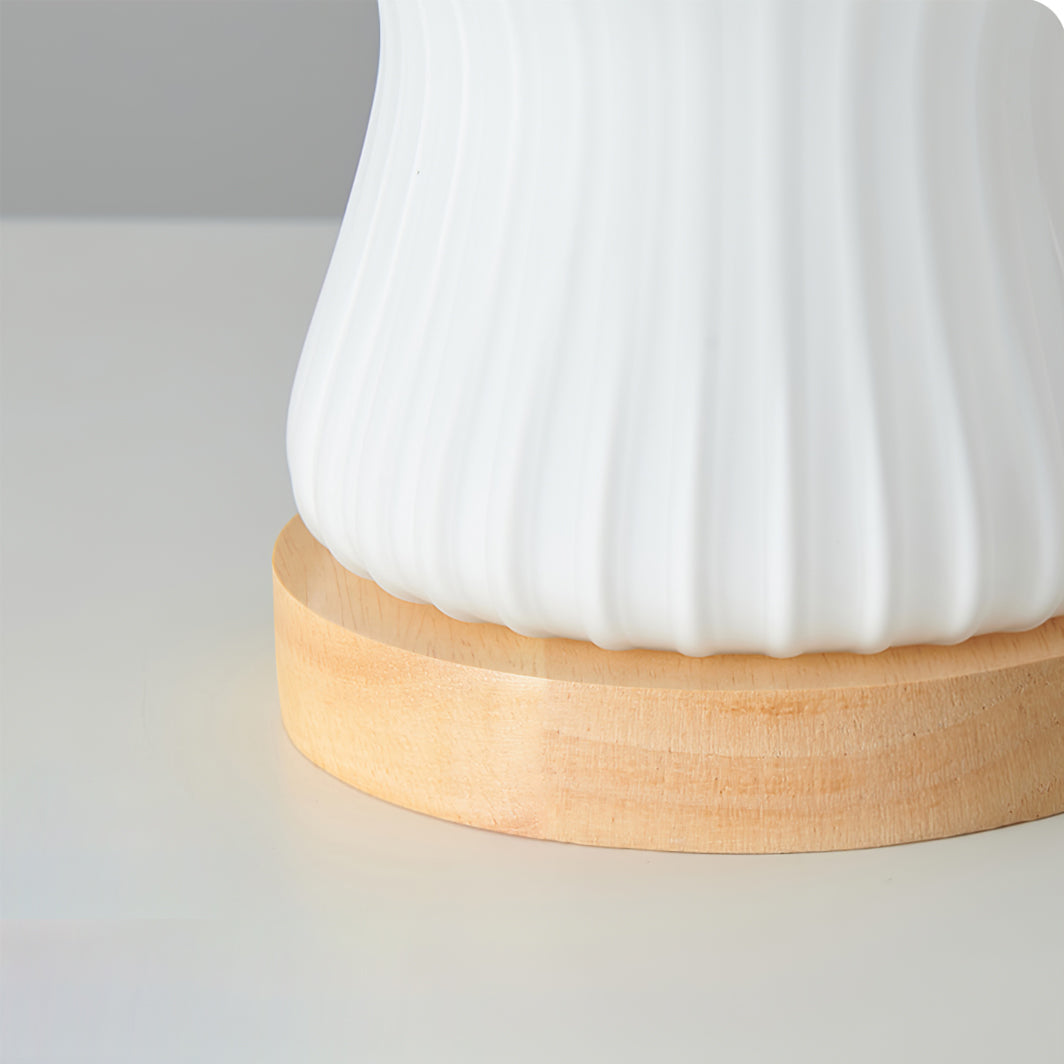GlowBeam – Folded Glass Table Lamp with Wooden Accent