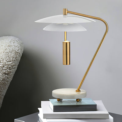 EleganceStone – White Aluminium Lamp with Marble Base
