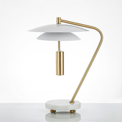 EleganceStone – White Aluminium Lamp with Marble Base