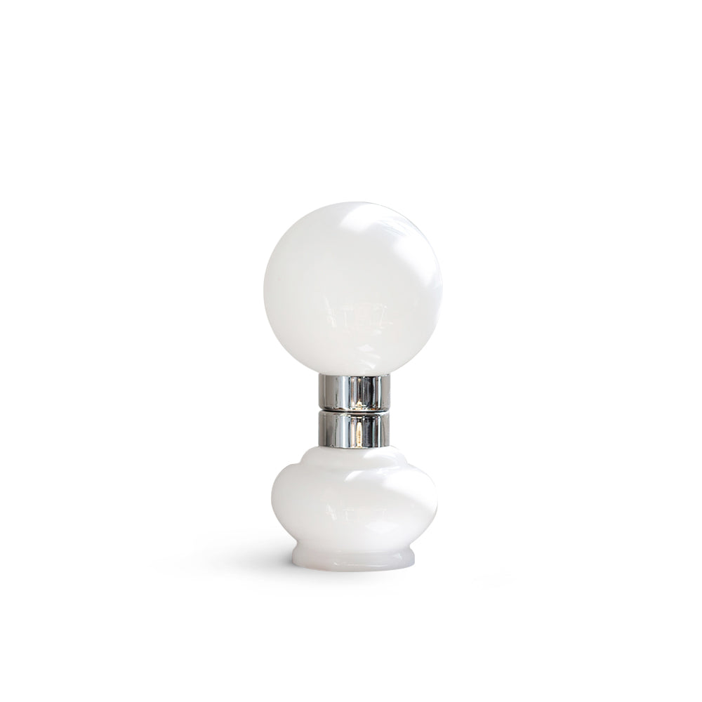 GlobeLume – Sleek White Glass Lamp Design
