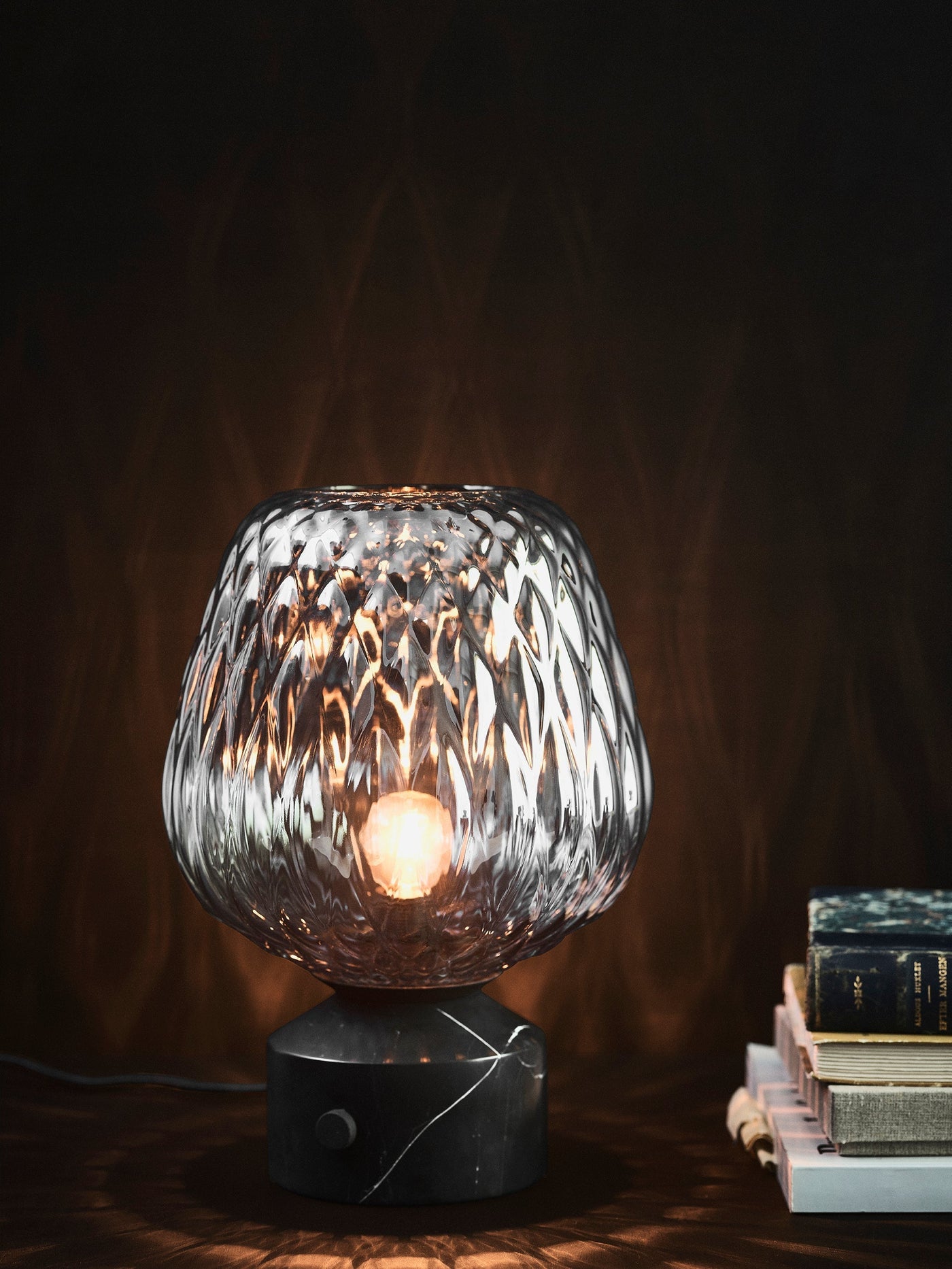 LuminousBlaze - Modern Lamp with Sleek Glass Cover and Soft Light