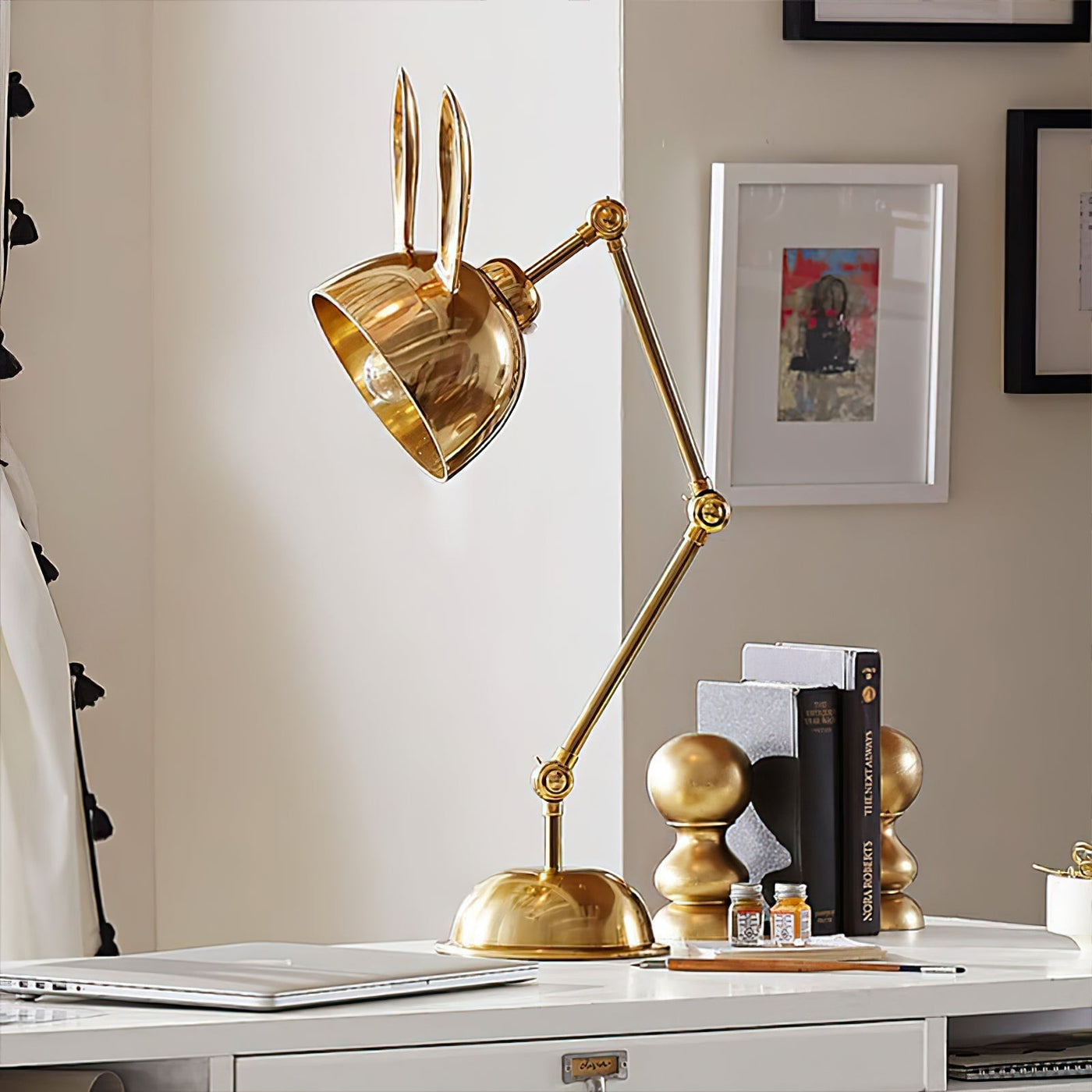 HareLuxe – Golden Rabbit Eared Table Lamp