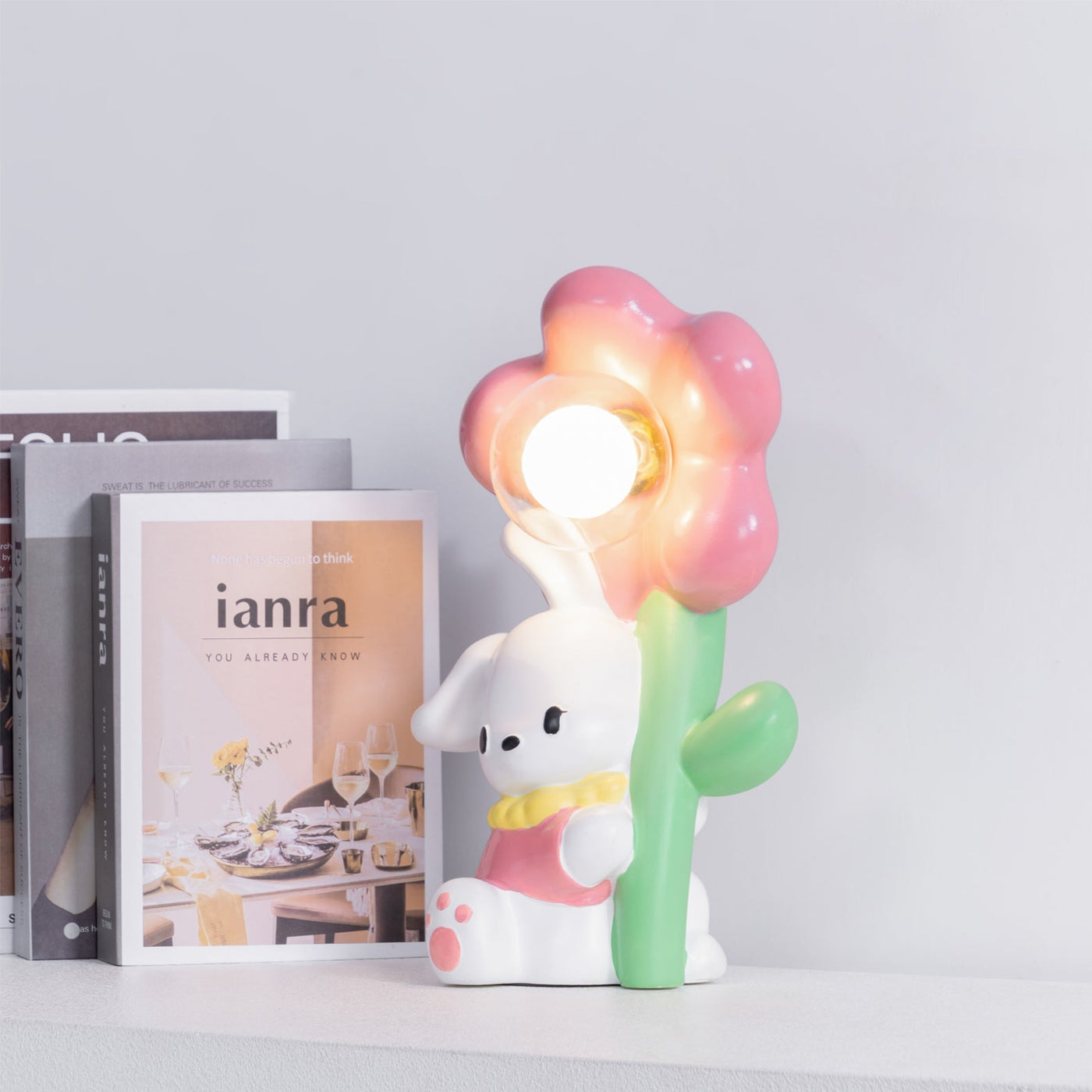FloraBunny - Table Lamp with Sweet Rabbit and Delicate Flower Design
