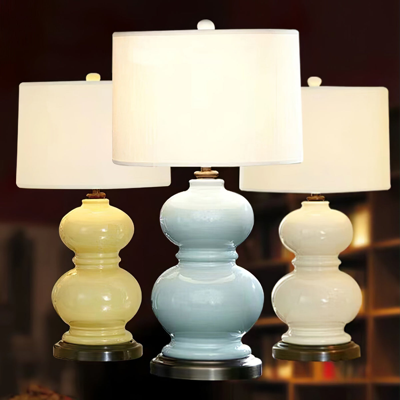 CeramicSphere - Table Lamp with Gourd-Inspired Shape and Cozy Radiance