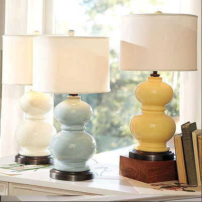 CeramicSphere - Table Lamp with Gourd-Inspired Shape and Cozy Radiance