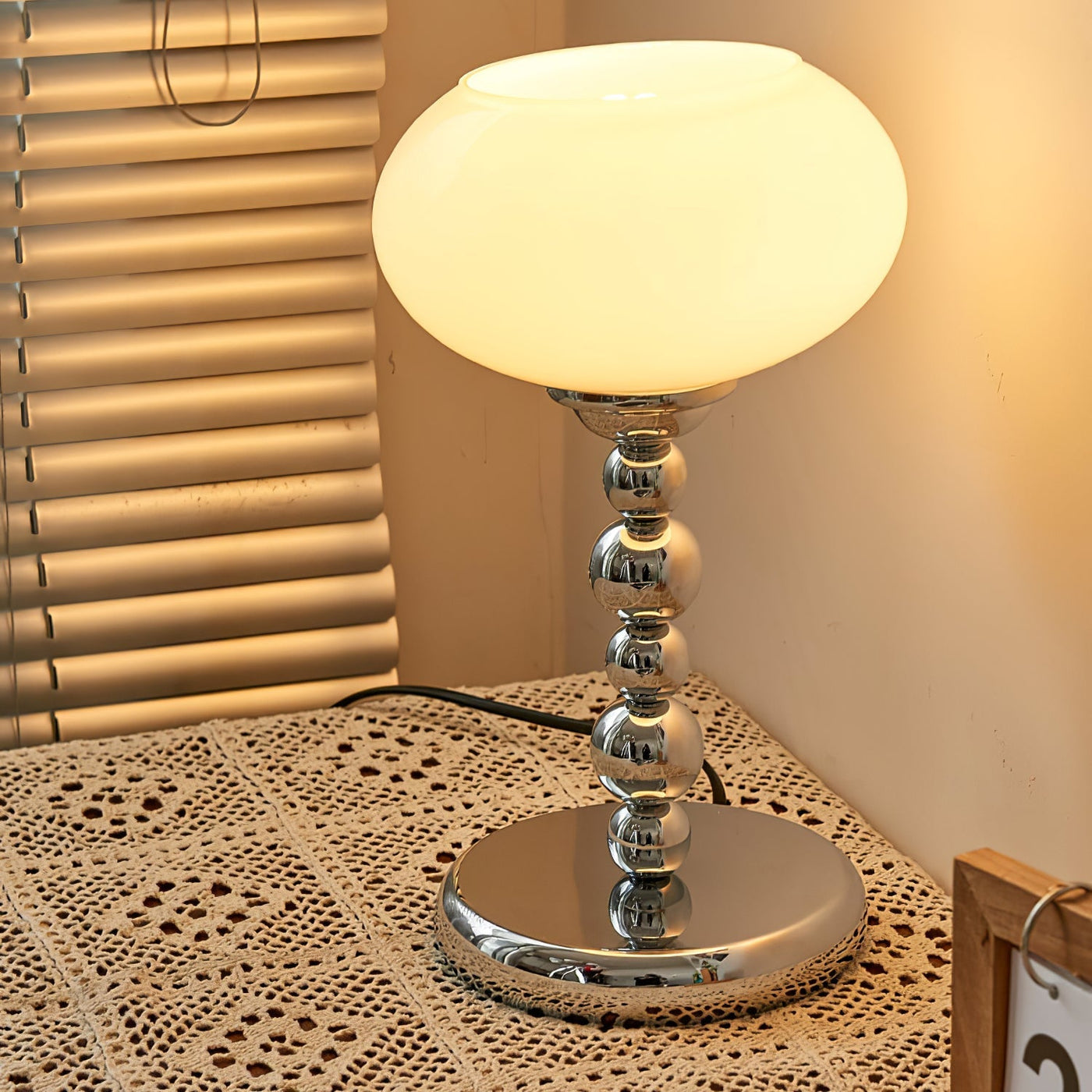 OrbitLume – Stylish Space-Age Glass and Chrome Table Lamp