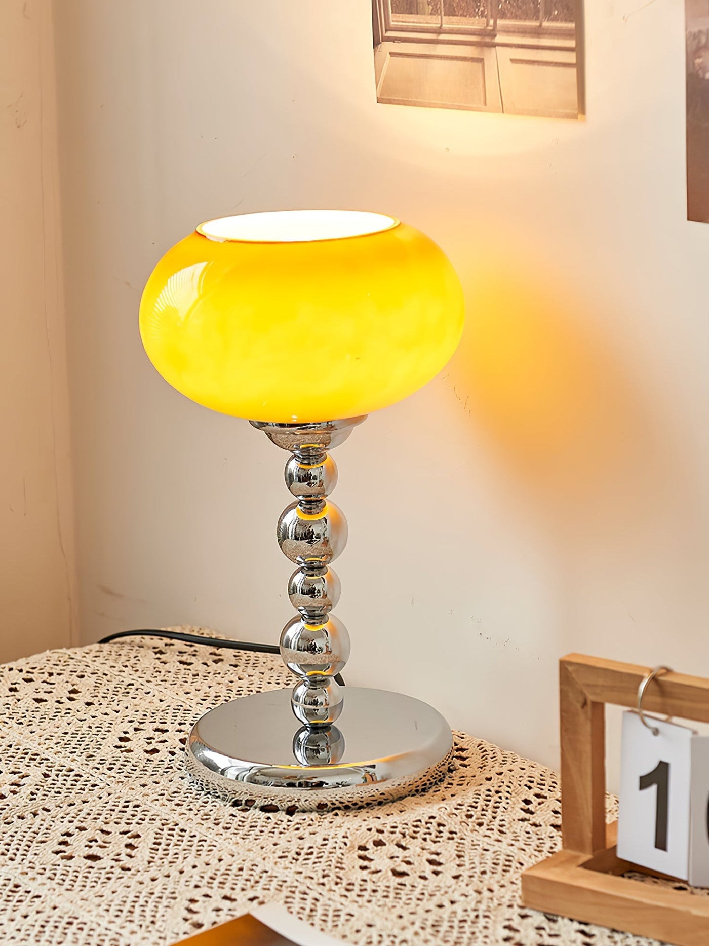 OrbitLume – Stylish Space-Age Glass and Chrome Table Lamp