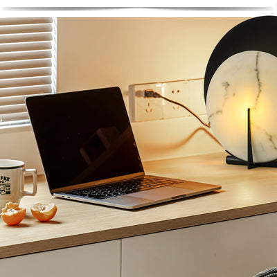 MoonLuxe – Elegant Alabaster Disk Lamp