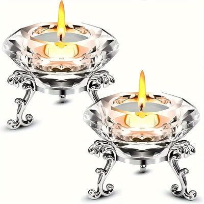 RadiantCrystal - Transparent European Candle Holder Set