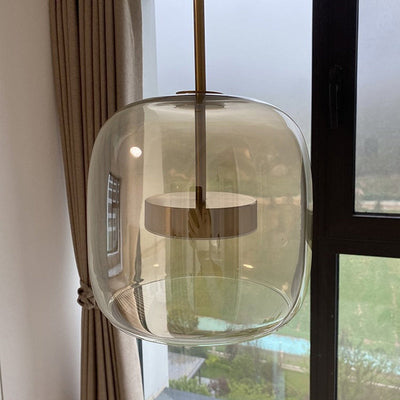 GoldenGlow - Retro Gold LED Pendant Lights in Glass