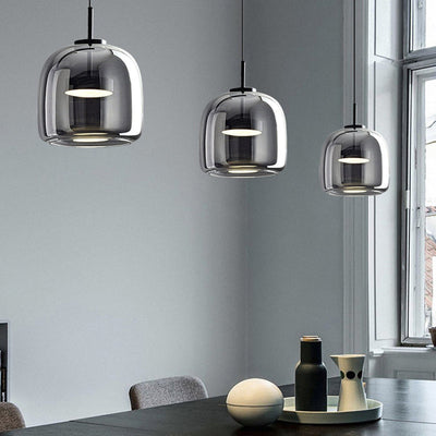 GoldenGlow - Retro Gold LED Pendant Lights in Glass