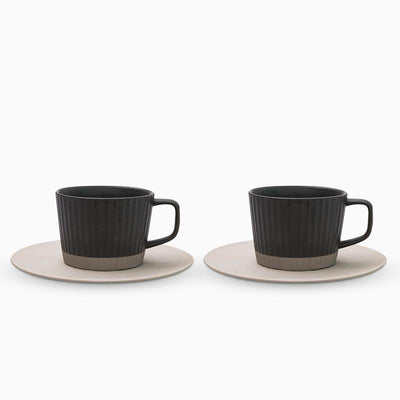 PureStone - Elegant Coffee Mug Set in Grey & White