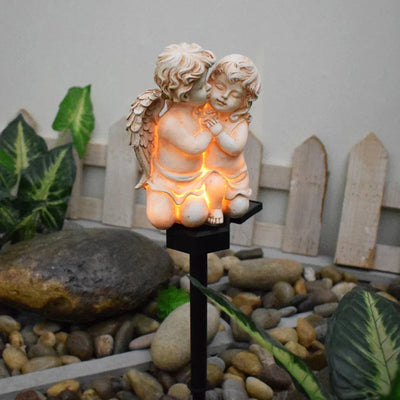 Celestial Resin Angel Lamp - Solar-Powered LED Outdoor Light for Serenity