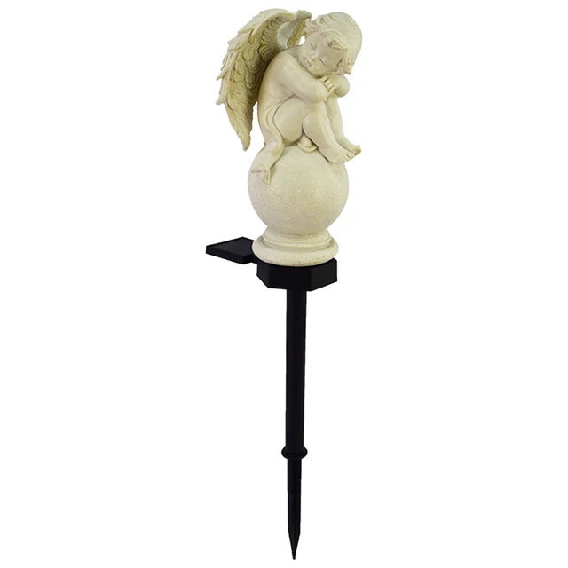 Celestial Resin Angel Lamp - Solar-Powered LED Outdoor Light for Serenity