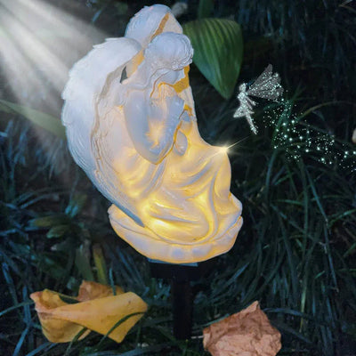 Celestial Resin Angel Lamp - Solar-Powered LED Outdoor Light for Serenity
