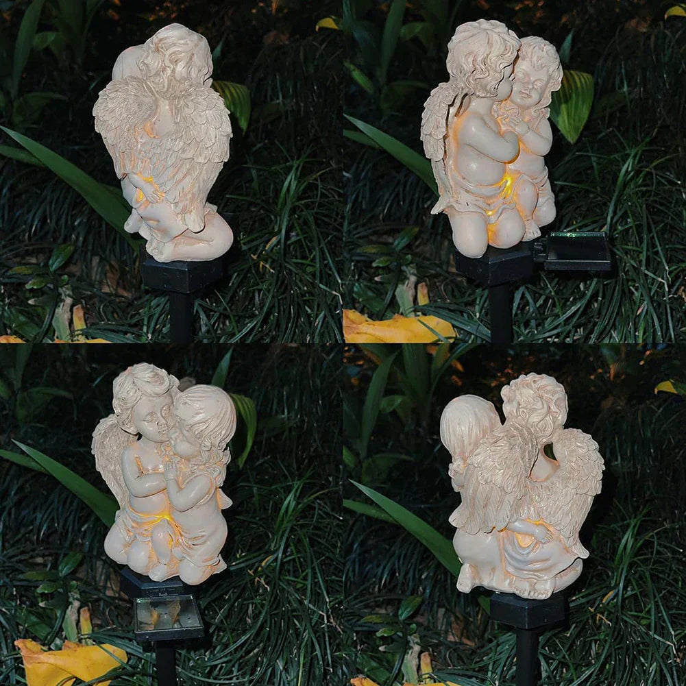 Celestial Resin Angel Lamp - Solar-Powered LED Outdoor Light for Serenity