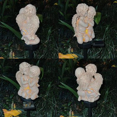 Celestial Resin Angel Lamp - Solar-Powered LED Outdoor Light for Serenity