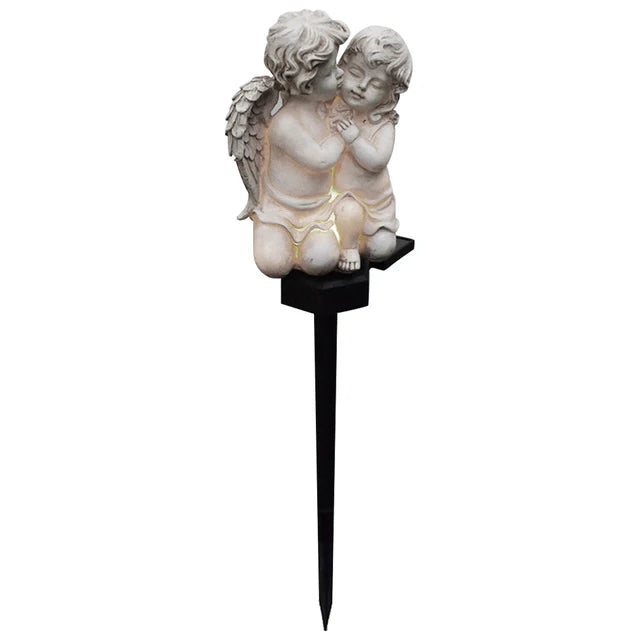 Celestial Resin Angel Lamp - Solar-Powered LED Outdoor Light for Serenity
