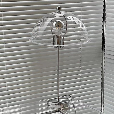 LuxeLight – Elegant Silver Table Lamp with Acrylic Accents