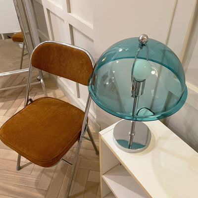 LuxeLight – Elegant Silver Table Lamp with Acrylic Accents