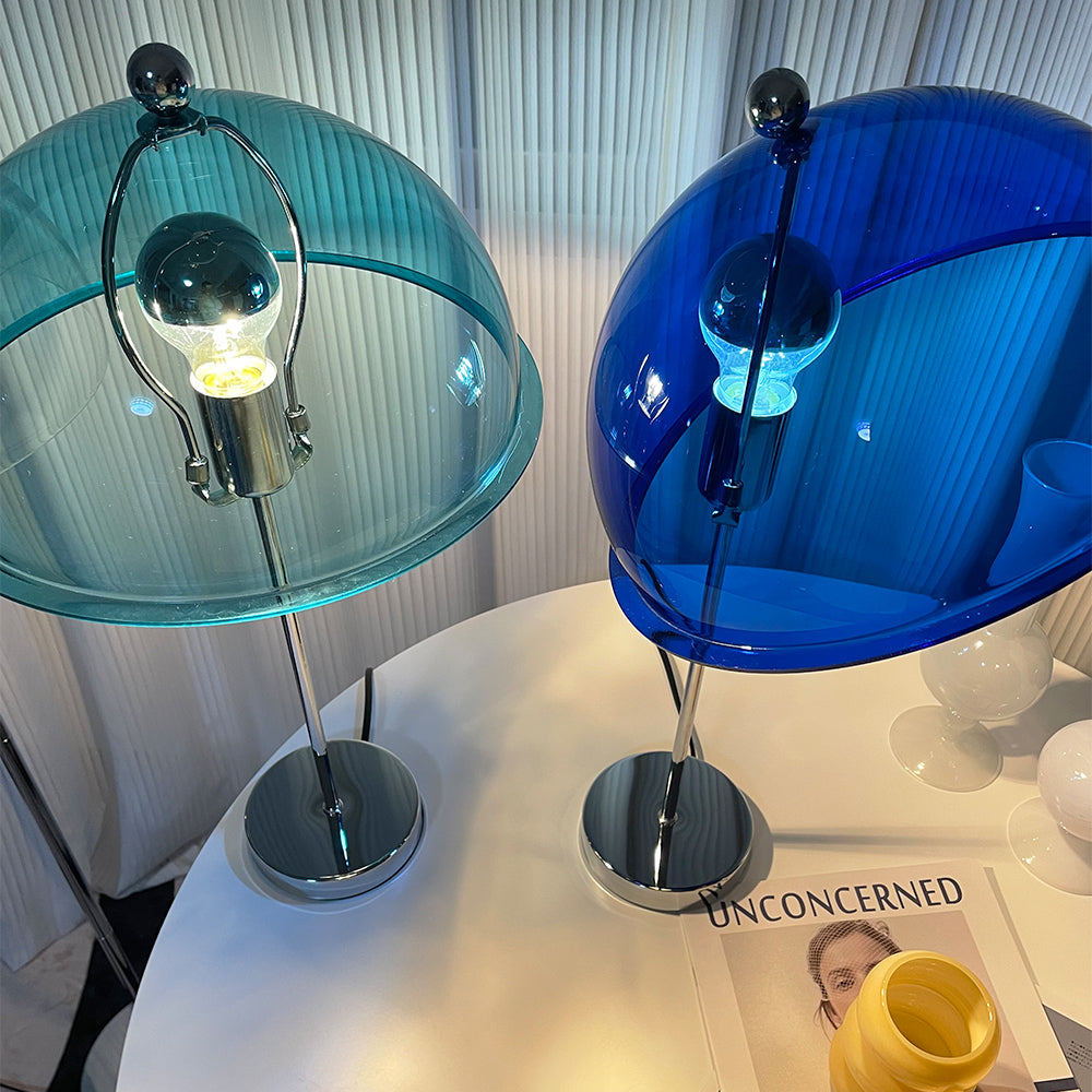 LuxeLight – Elegant Silver Table Lamp with Acrylic Accents